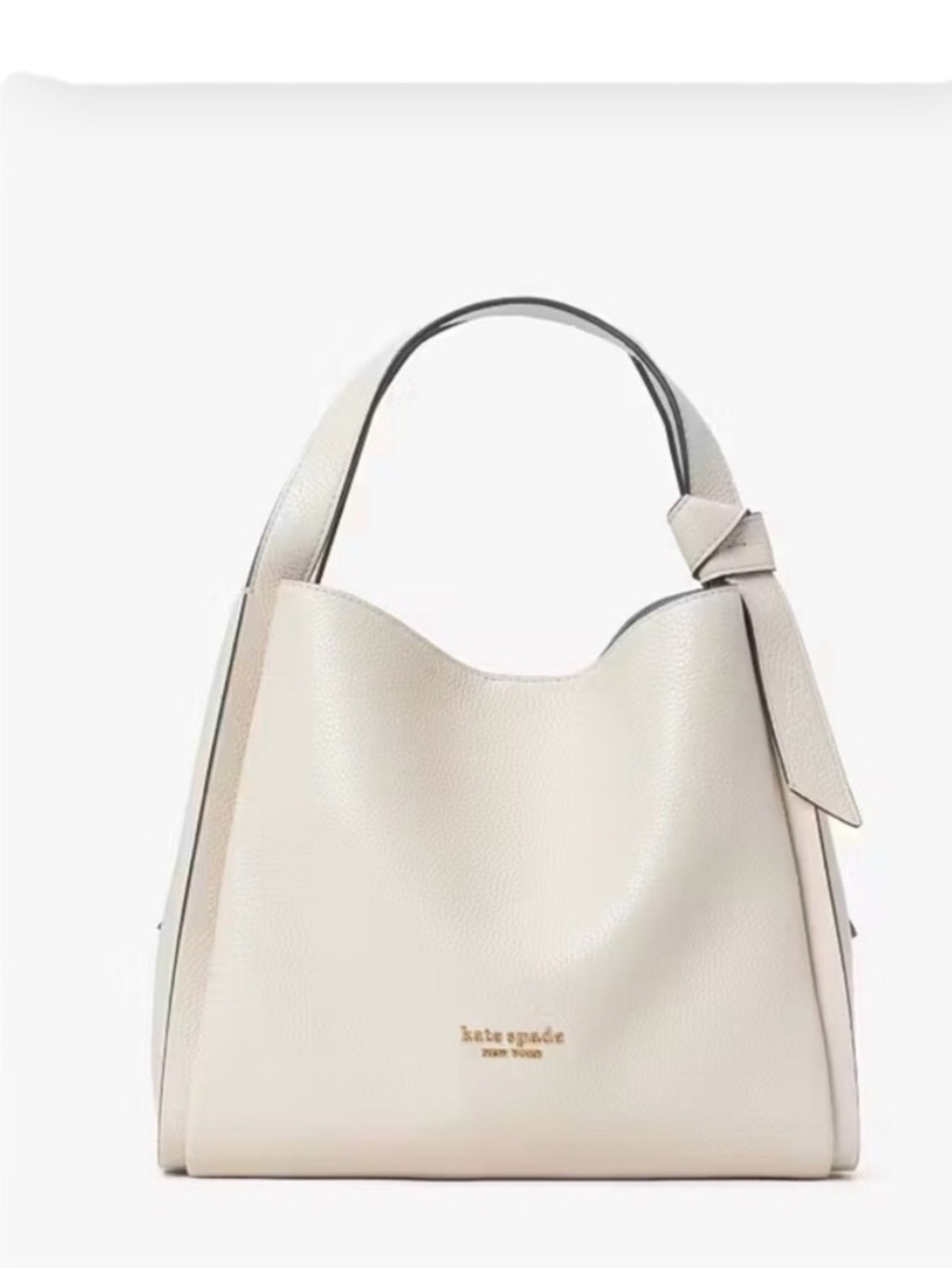 kate spade Knott Pebbled leather medium tote in milk glass